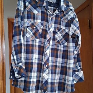 Blue and Brown Plaid Casual Shirt